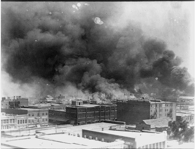 Smoke billowing over Tulsa_ Oklahoma during 1921 race riot